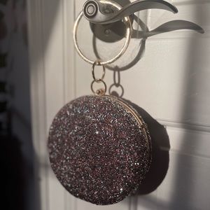 Silver and pink sparkly purse